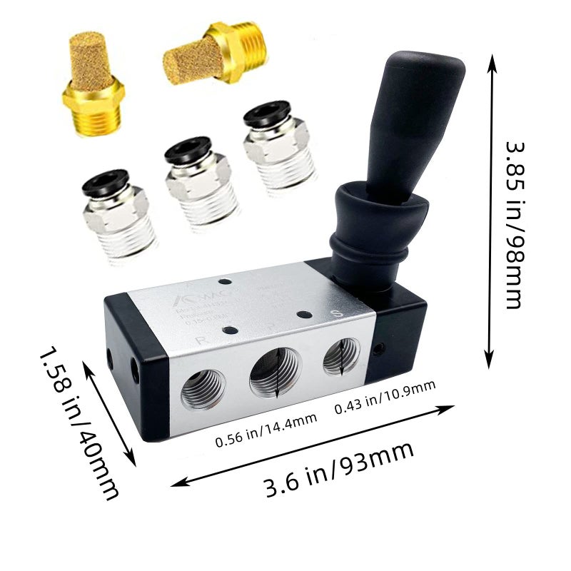 AOMAG Pneumatic 3/8" PT 5 Way 2 Postion Air Hand Lever Operated Valve Pneumatic Solenoid Valve Manual Control Push-Pull 4H310-10 - Image 3